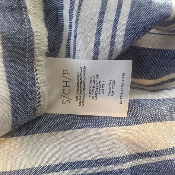 Cabi blue and white striped linen blouse- size s - Picture 6 of 8
